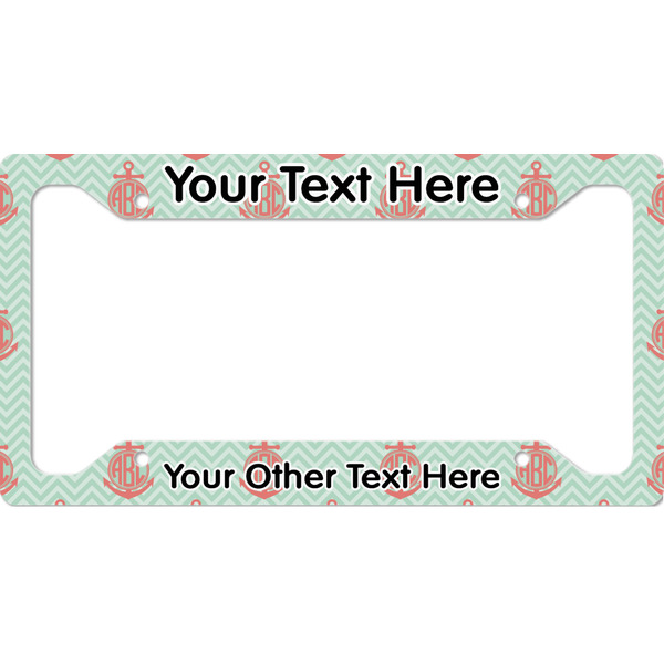 Custom Chevron & Anchor License Plate Frame - Style A (Personalized)