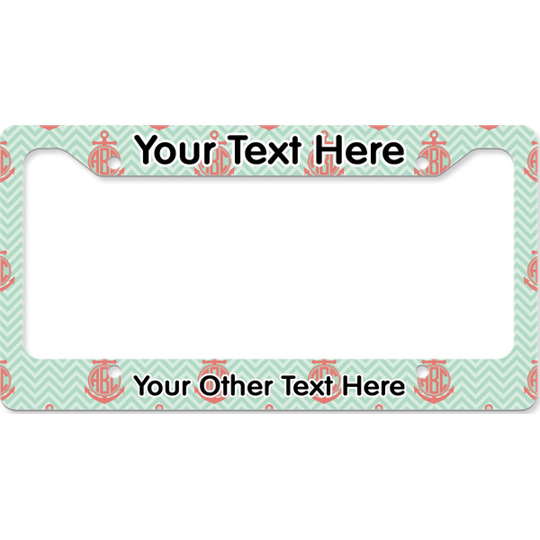 Custom Chevron & Anchor License Plate Frame - Style B (Personalized)