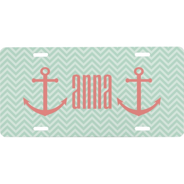 Custom Chevron & Anchor Front License Plate (Personalized)