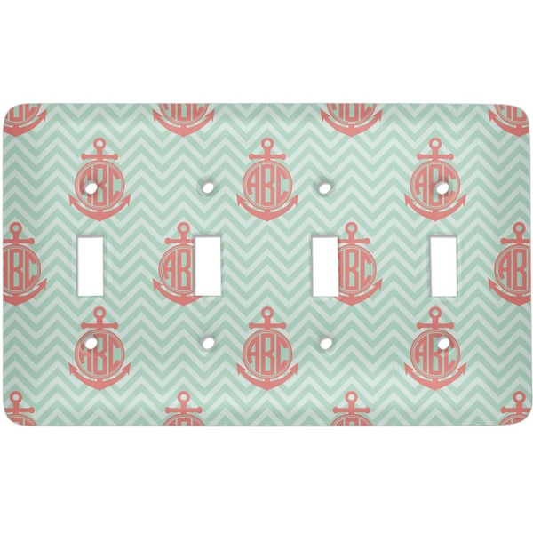 Custom Chevron & Anchor Light Switch Cover (4 Toggle Plate) (Personalized)