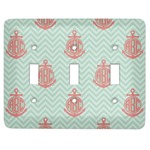 Chevron & Anchor Light Switch Cover (3 Toggle Plate) (Personalized)
