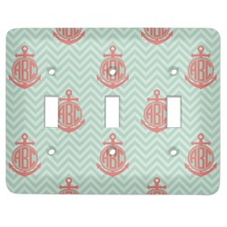 Chevron & Anchor Light Switch Cover (3 Toggle Plate) (Personalized)