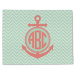 Chevron & Anchor Single-Sided Linen Placemat - Single w/ Monogram