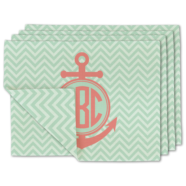 Custom Chevron & Anchor Linen Placemat w/ Monogram