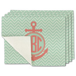 Chevron & Anchor Single-Sided Linen Placemat - Set of 4 w/ Monogram