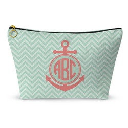Chevron & Anchor Makeup Bag - Small - 8.5"x4.5" (Personalized)