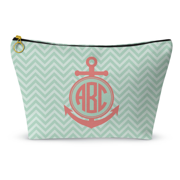 Custom Chevron & Anchor Makeup Bag - Small - 8.5"x4.5" (Personalized)