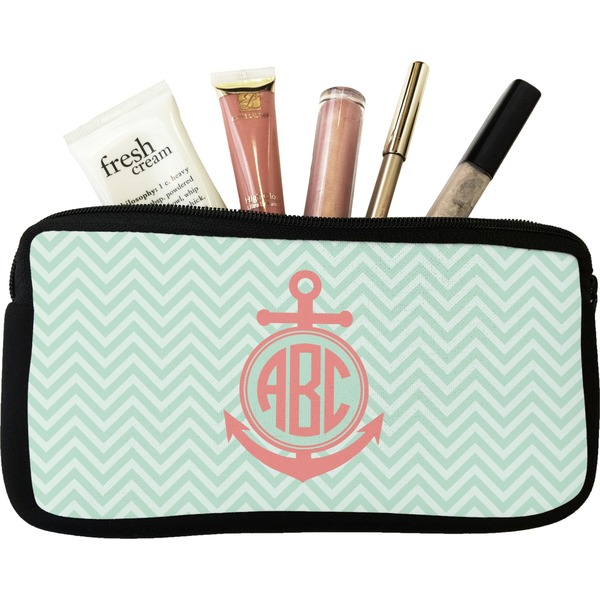 Custom Chevron & Anchor Makeup / Cosmetic Bag - Small (Personalized)