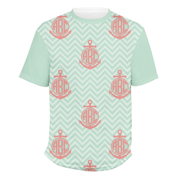 Custom Chevron & Anchor Men's Crew T-Shirt - Small (Personalized)