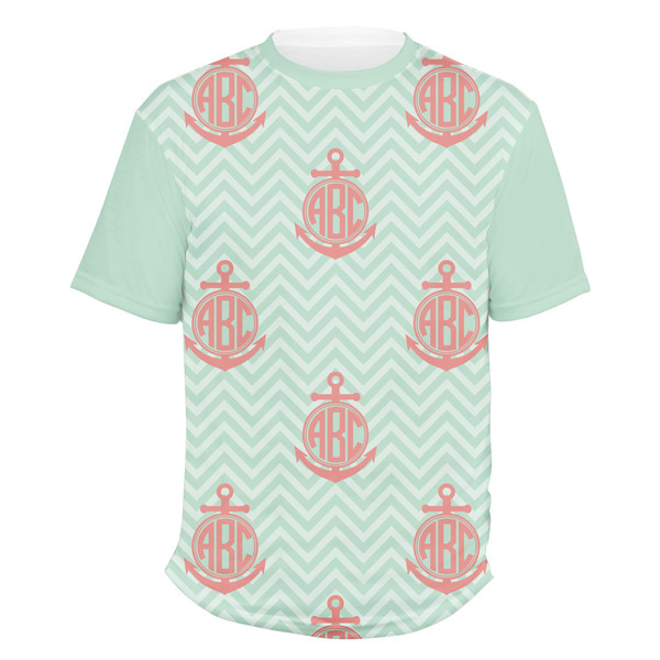 Custom Chevron & Anchor Men's Crew T-Shirt - X Large (Personalized)