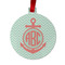 Chevron & Anchor Metal Ball Ornament - Double Sided w/ Monogram