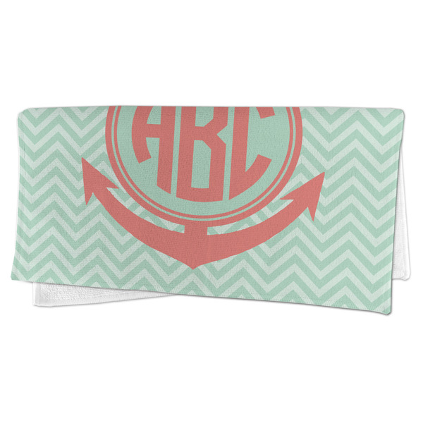 Chevron & Anchor Microfiber Dish Rag - FOLDED (half)