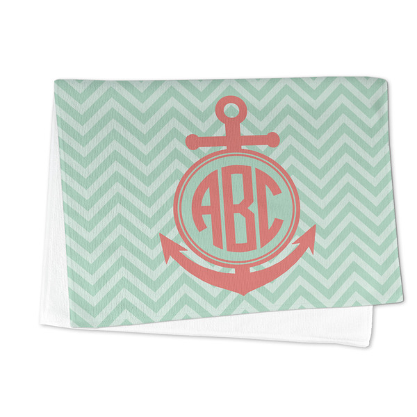 Chevron & Anchor Microfiber Dish Towel - FOLDED HALF