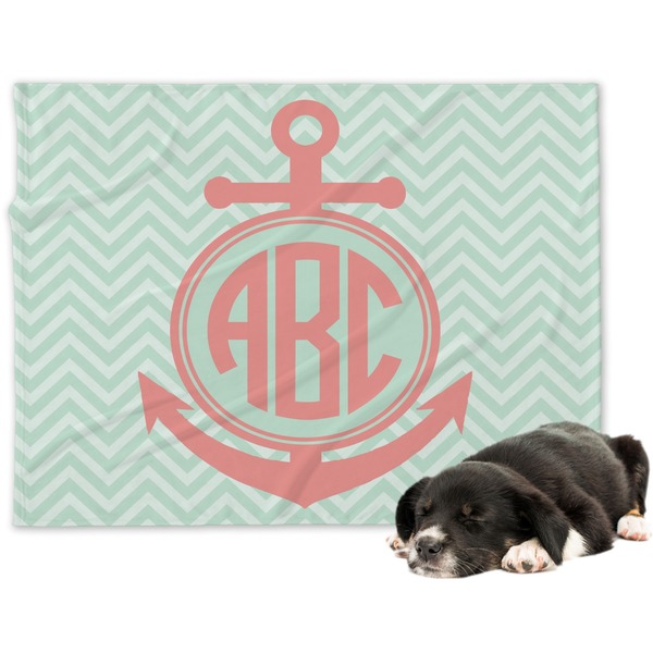 Custom Chevron & Anchor Dog Blanket - Large (Personalized)