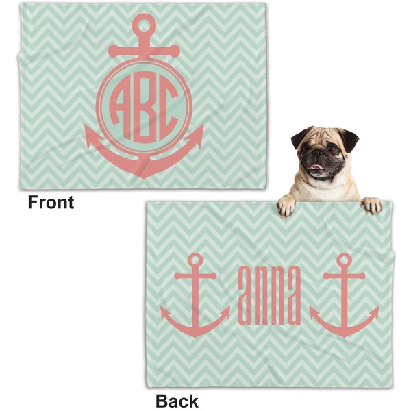 Chevron & Anchor Microfleece Dog Blanket - Regular - Front & Back