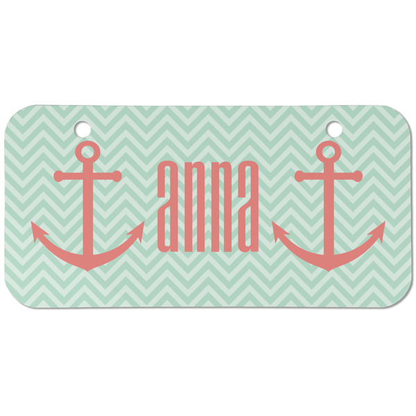 Custom Chevron & Anchor Mini/Bicycle License Plate (2 Holes) (Personalized)
