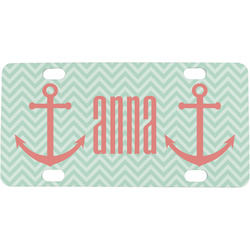 Chevron & Anchor Mini / Bicycle License Plate (4 Holes) (Personalized)