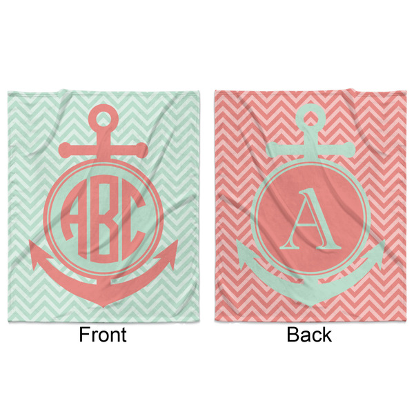 Chevron & Anchor Minky Blanket - 50"x60" - Double Sided - Front & Back