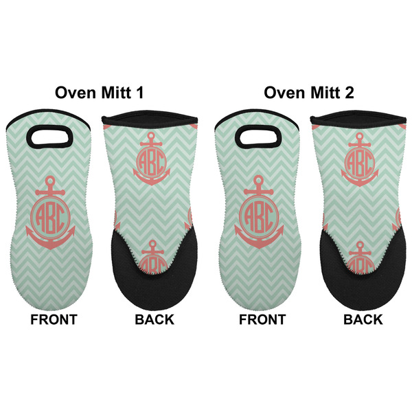 Chevron & Anchor Neoprene Oven Mitt - Set of 2 - Approval