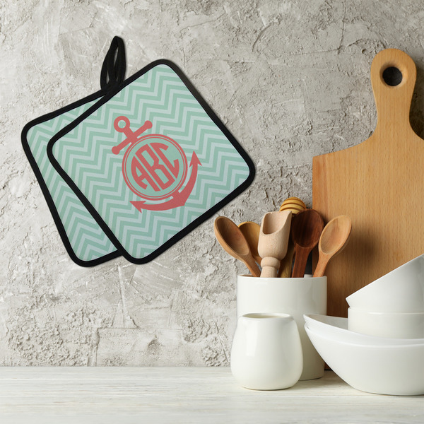 Chevron & Anchor Neoprene Pot Holder - Set of 2  LIFESTYLE