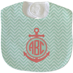 Chevron & Anchor Velour Baby Bib w/ Monogram