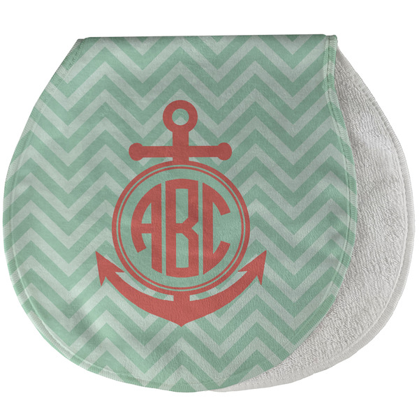 Chevron & Anchor New Baby Burp Folded