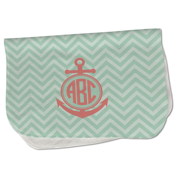 Custom Chevron & Anchor Burp Cloth - Fleece w/ Monogram