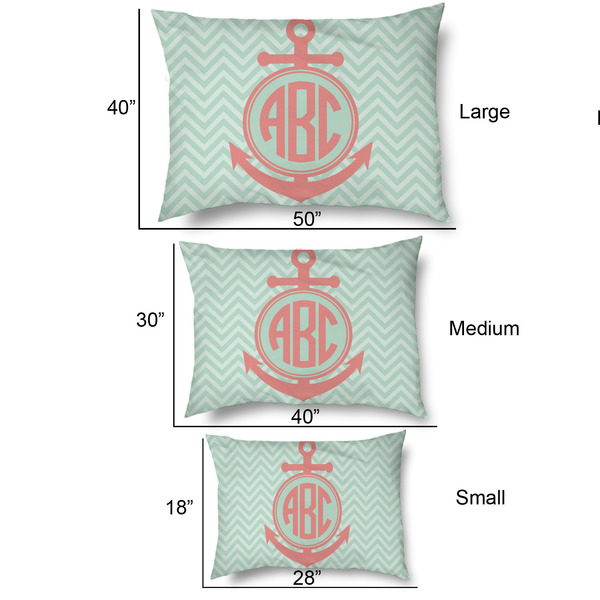 Chevron & Anchor Outdoor Dog Beds - SIZE CHART