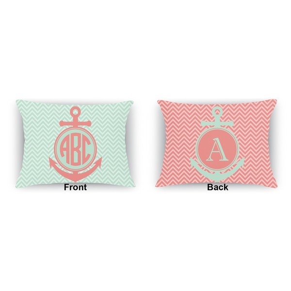 Chevron & Anchor  Outdoor Rectangular Throw Pillow (Front and Back)