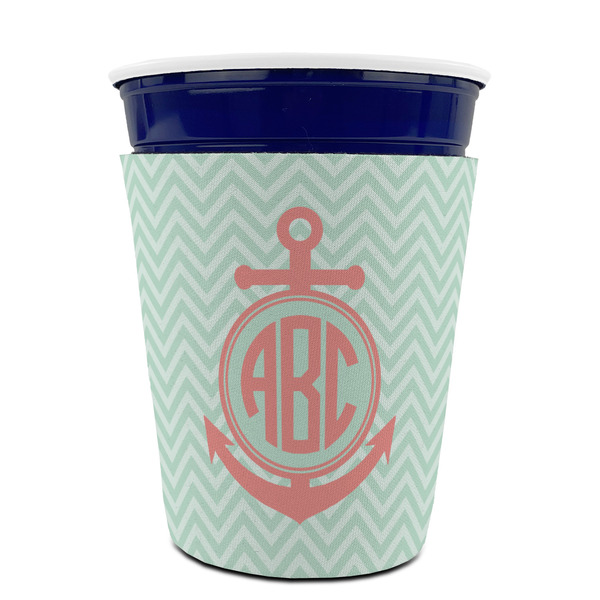 Chevron & Anchor Party Cup Sleeves - without bottom - FRONT (on cup)