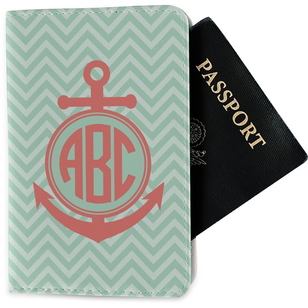 Custom Chevron & Anchor Passport Holder - Fabric (Personalized)