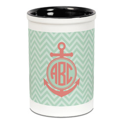 Chevron & Anchor Ceramic Pencil Holders - Black