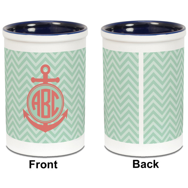 Chevron & Anchor Pencil Holder - Blue - approval