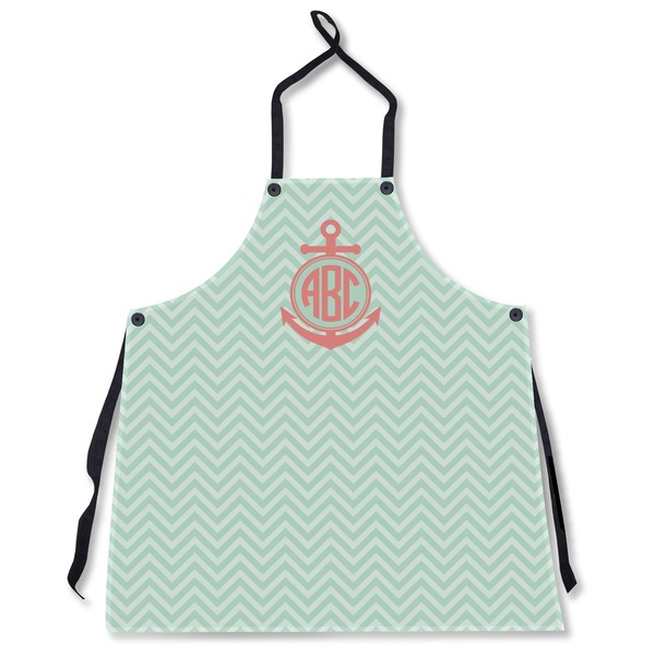 Custom Chevron & Anchor Apron Without Pockets w/ Monogram