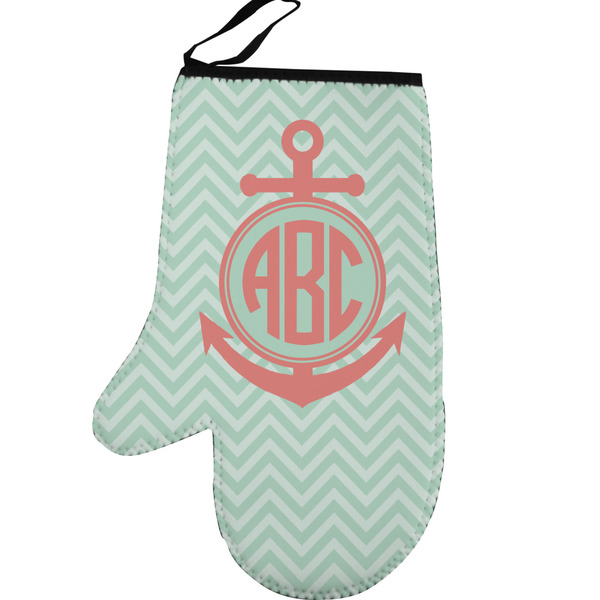 Chevron & Anchor Personalized Oven Mitt - Left