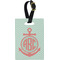 Chevron & Anchor Plastic Luggage Tag - Rectangular w/ Monogram
