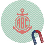 Chevron & Anchor Round Fridge Magnet (Personalized)