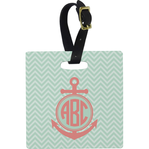 Chevron & Anchor Personalized Square Luggage Tag