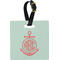 Chevron & Anchor Plastic Luggage Tag - Square w/ Monogram