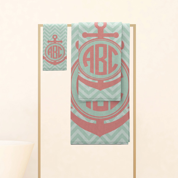 Chevron & Anchor Personalized Towel Set