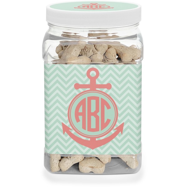 Custom Chevron & Anchor Dog Treat Jar (Personalized)