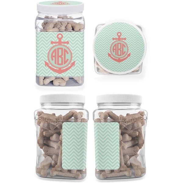 Chevron & Anchor Pet Treat Jar - Multiple Angles