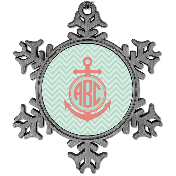 Custom Chevron & Anchor Vintage Snowflake Ornament (Personalized)