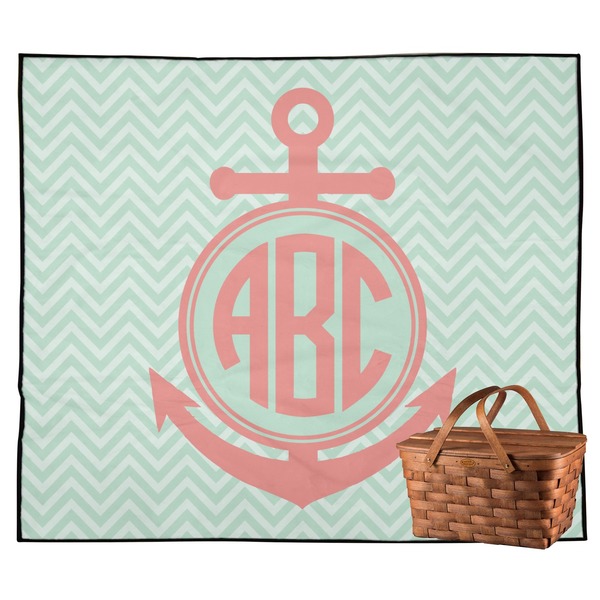 Custom Chevron & Anchor Outdoor Picnic Blanket (Personalized)