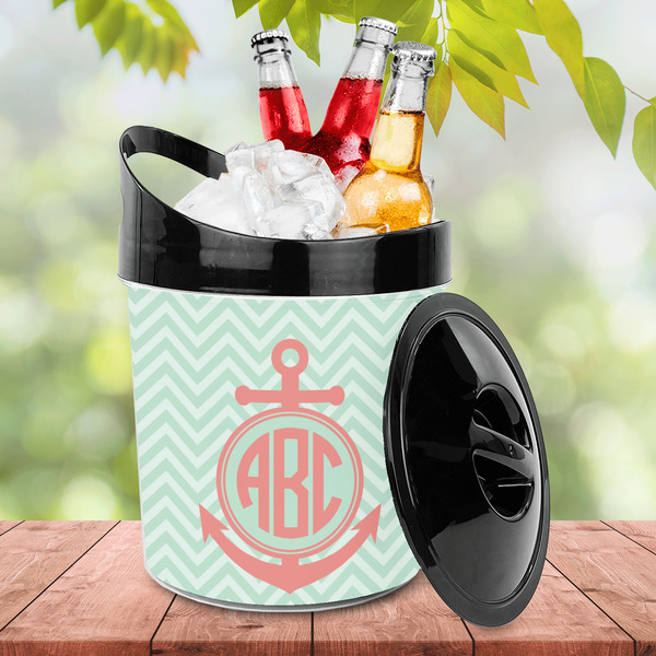 Chevron & Anchor Plastic Ice Bucket - LIFESTYLE