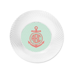 Chevron & Anchor Plastic Party Appetizer & Dessert Plates - 6" (Personalized)
