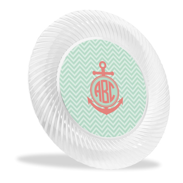 Custom Chevron & Anchor Plastic Party Dinner Plates - 10" (Personalized)