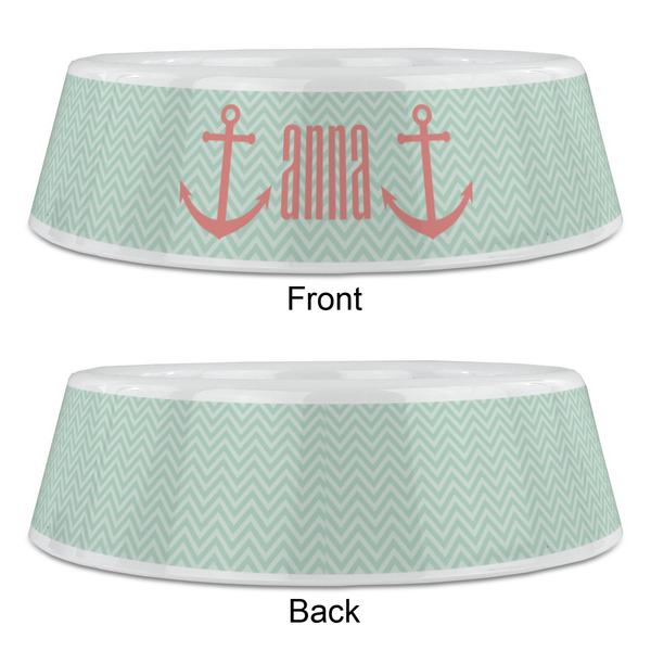 Chevron & Anchor Plastic Pet Bowls - Large - APPROVAL