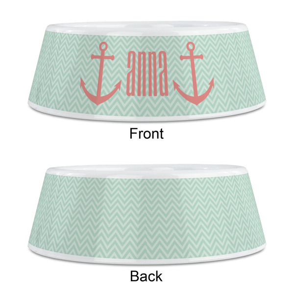 Chevron & Anchor Plastic Pet Bowls - Medium - APPROVAL