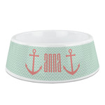Chevron & Anchor Plastic Dog Bowl (Personalized)
